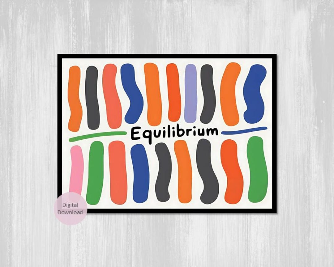 Equilibrium Abstract Wall Art, Colorful Minimalist Balance Design Art ...