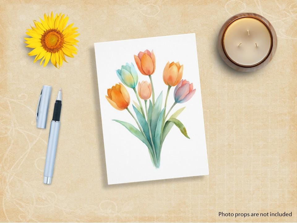 Tulip Flowers, Floral Greeting Card Set, Pretty Note Card Pack ...