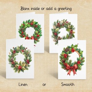 Christmas Poinsettias Floral Bouquet, Festive Holiday Greeting Cards, Holiday Stationery, Linen or Smooth, Peel and Stick Envelopes