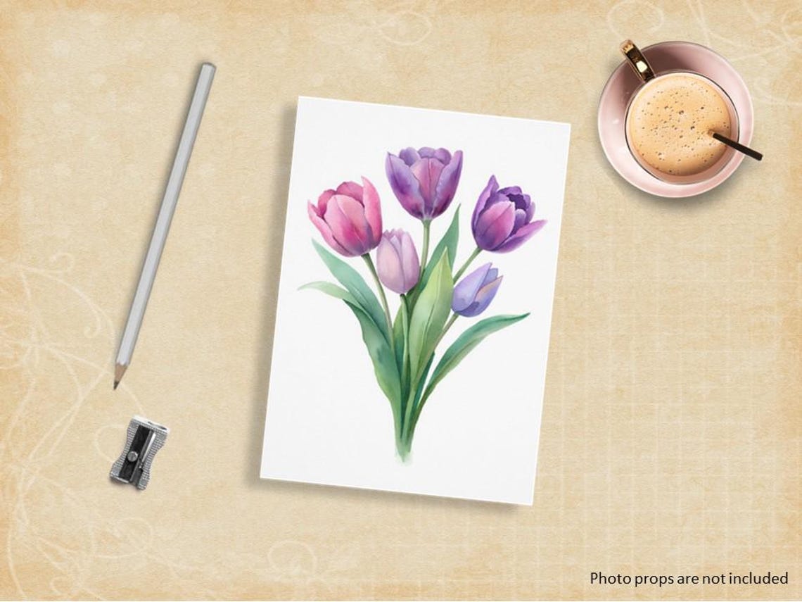 Tulip Flowers, Floral Greeting Card Set, Pretty Note Card Pack ...