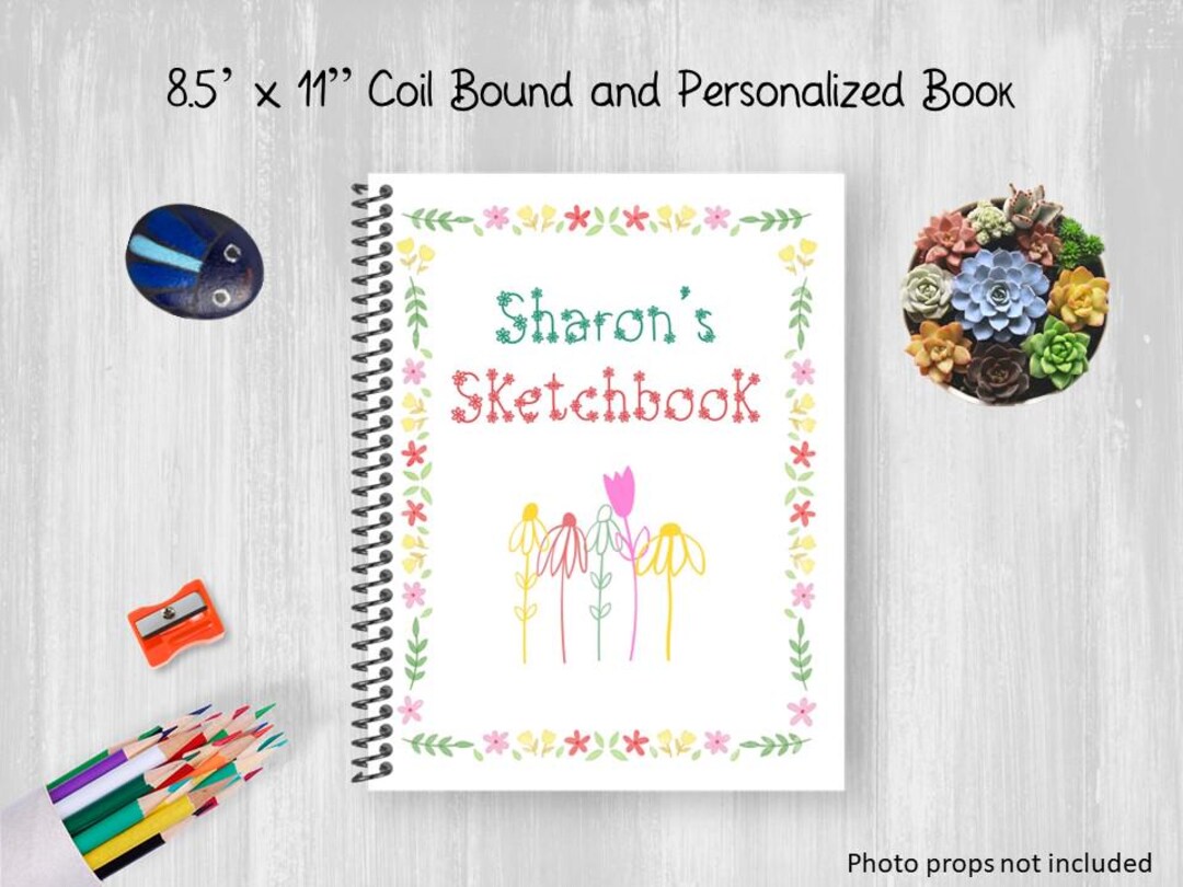 Colorful Floral Doodle Sketchbook, Personalized Notebook, Drawing ...