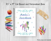 Personalized Notebook, Unicorn Sketchbook, Coil Bound, Write Stories,  Drawing Journal, Book for Kids or Teens, Customize With Name 