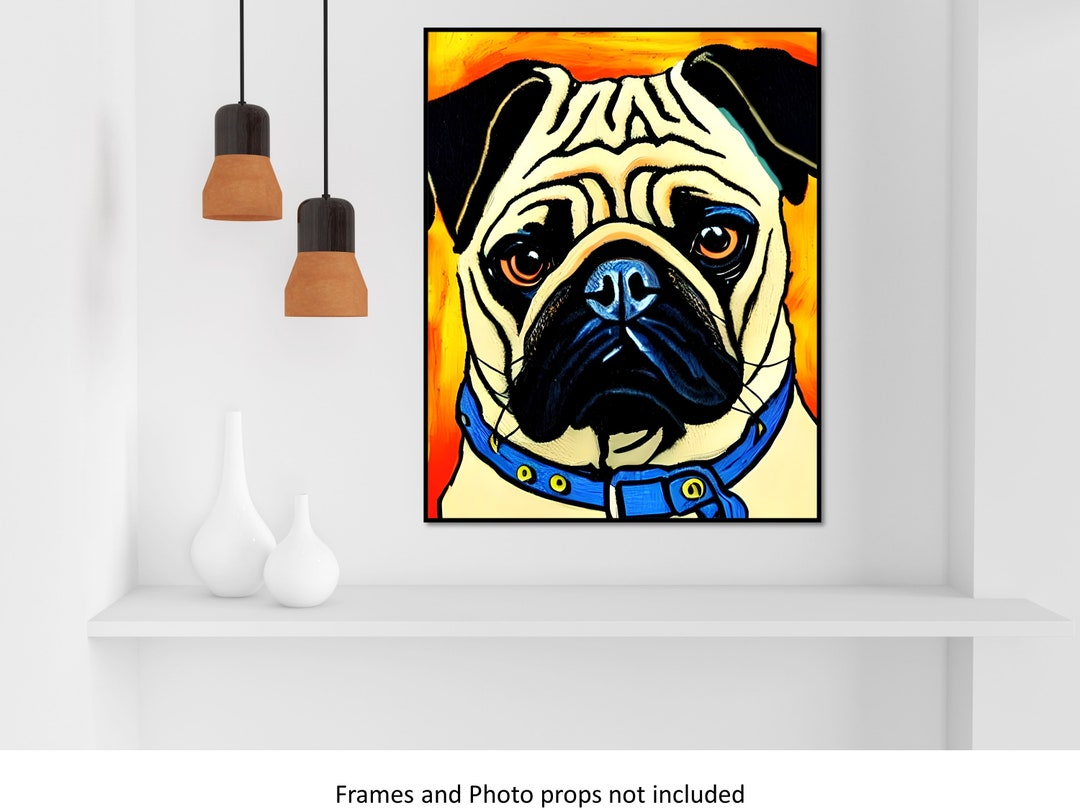 Black and Tan Pug Dog Wall Art Print or Poster Lab Dog Art Etsy