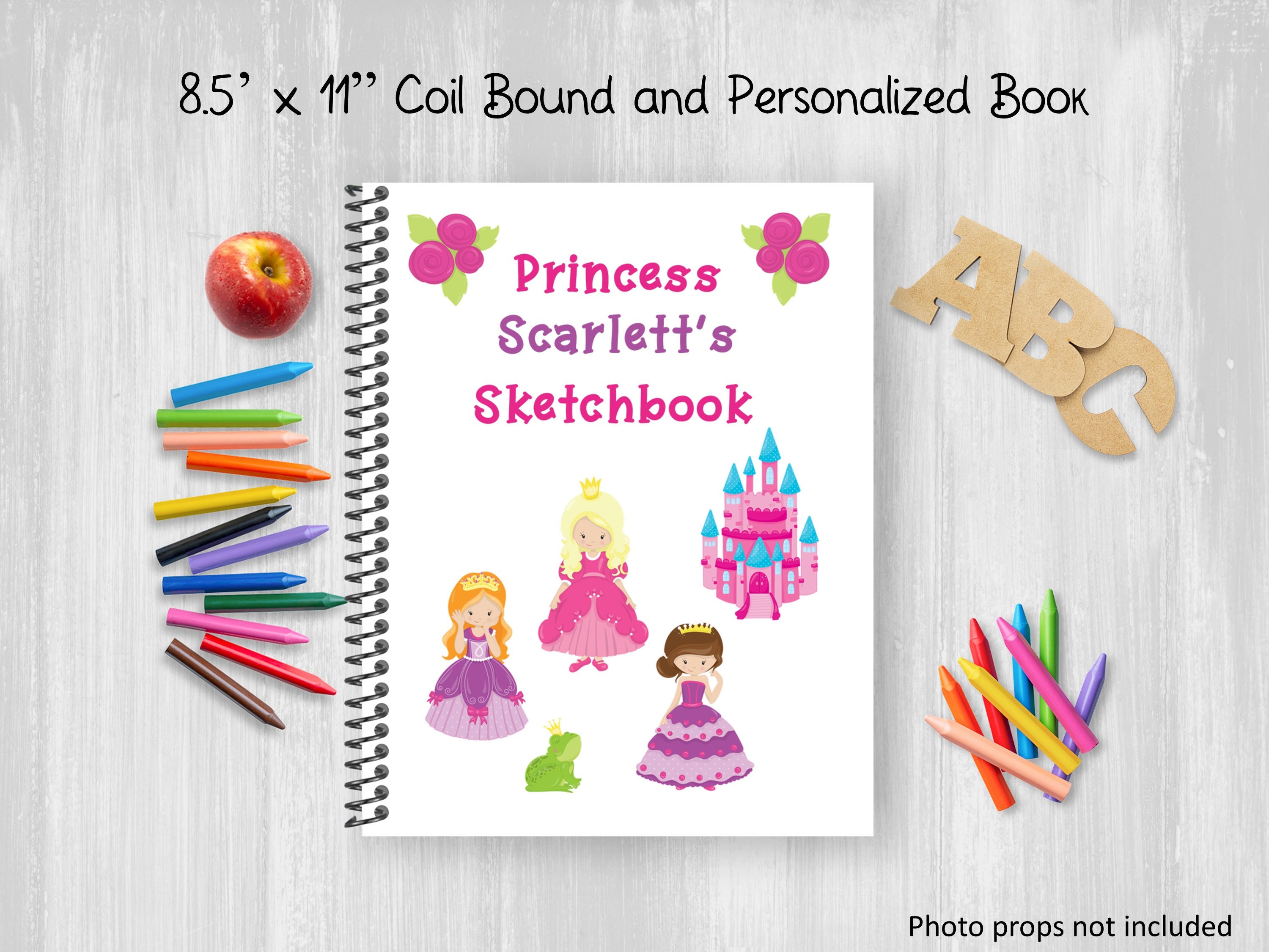Personalized Sketchbook, Princess Fairy Tales Notebook, Coil Bound, Write  Stories, Drawing Journal, Book for Kids or Teens, Customize Name 