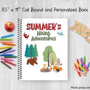 Personalized Sketchbook, Hiking Camping Animals Notebook, Coil Bound, Write Stories, Drawing Journal, Book For Kids or Teens, Customize