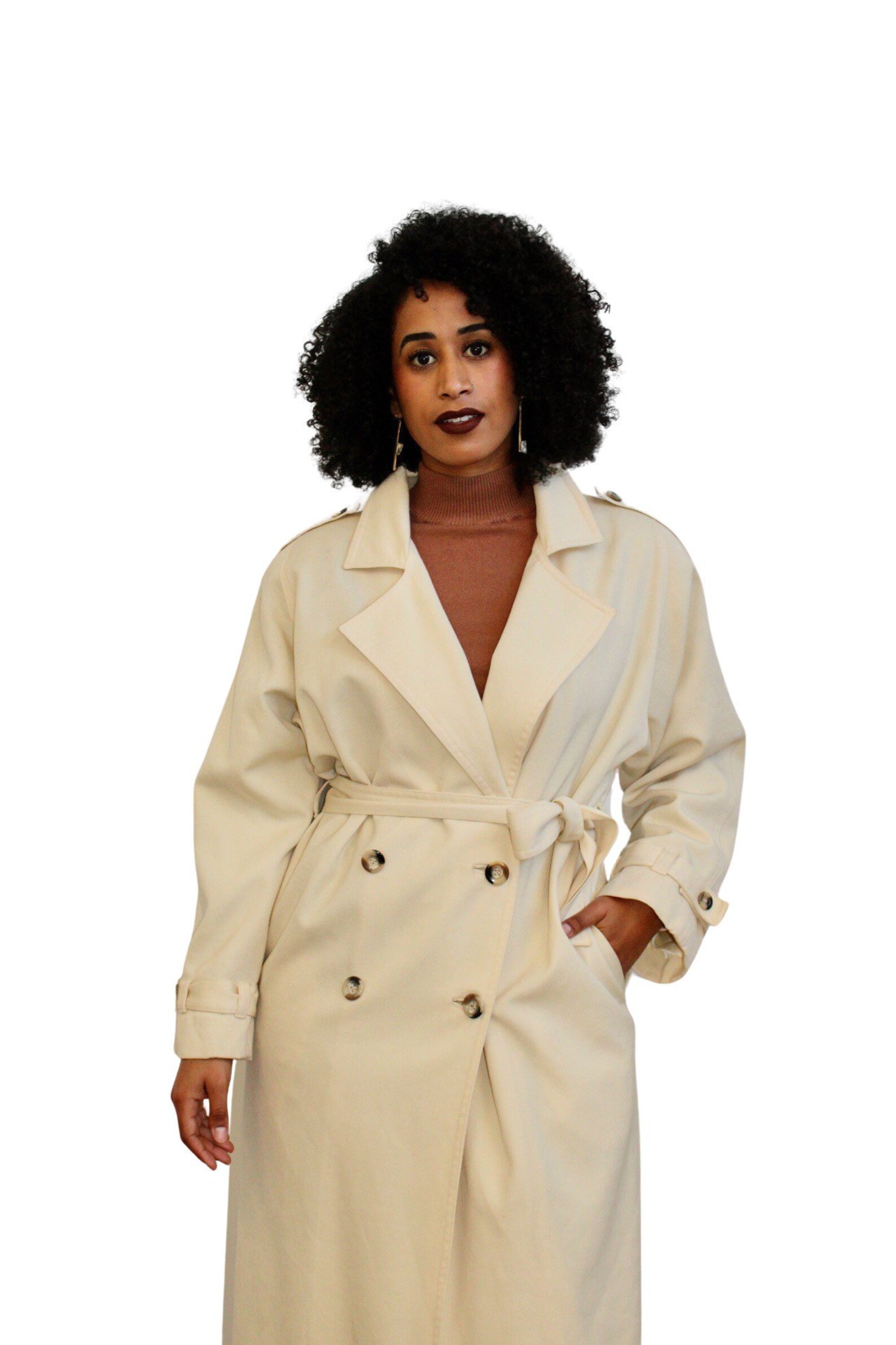 Ivory Wool Twill Trench Coat Etsy