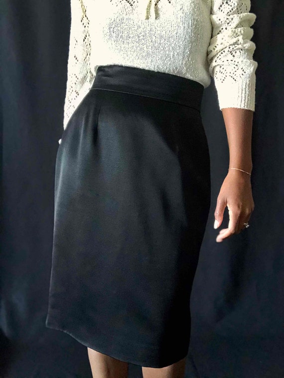 Patrick Kelly 1980's Vintage Black Satin Pencil Sk