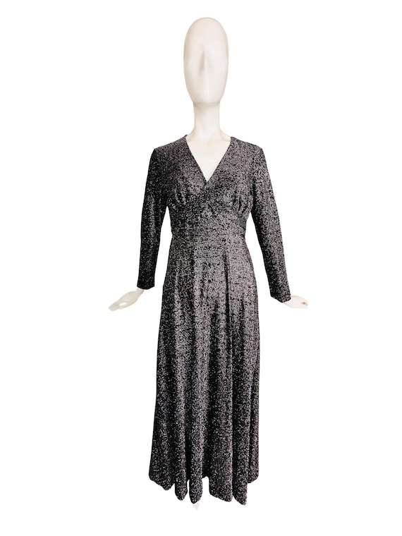 1960's Black And Silver Lurex Evening Gown - image 1