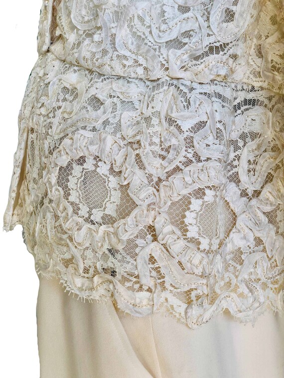 1980's Morton Myles Ivory Re-embroidered Lace Jac… - image 6