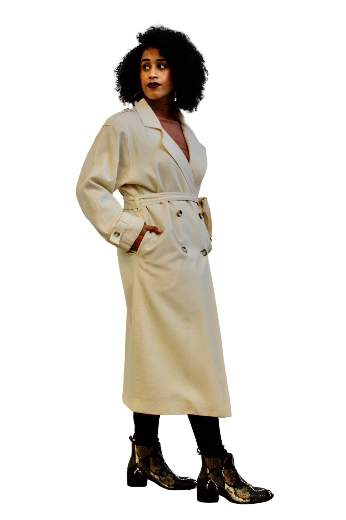 Ivory Wool Twill Trench Coat Etsy