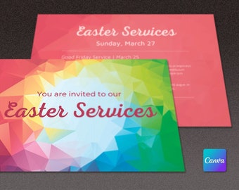 Easter Church Flyer Template for Canva | Church Invitation, Church Flyer, Easter Events, Resurrection | 8.5x5.5 inches