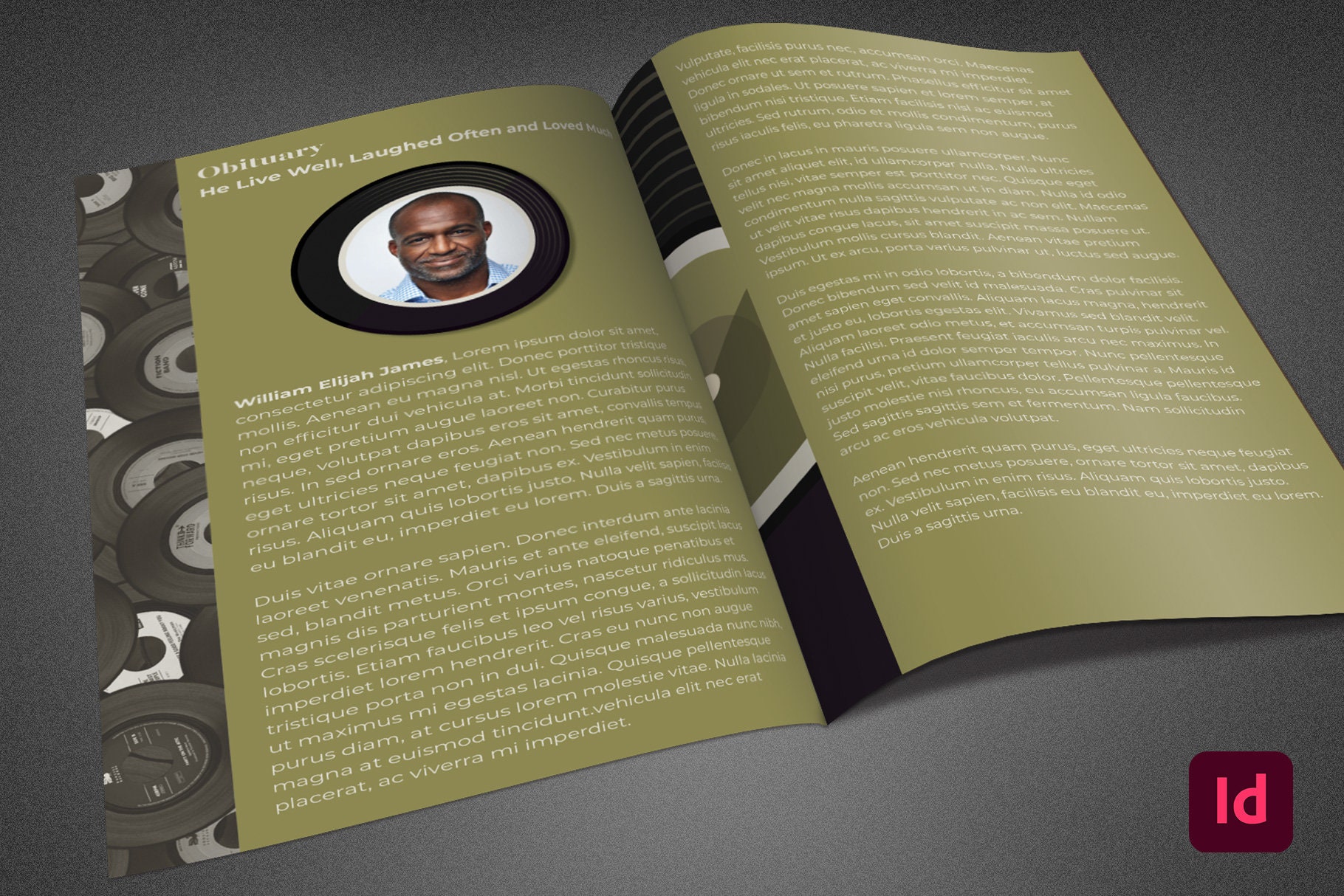 Green Vinyl Funeral Program Template Indesign Download Obituary Digital ...