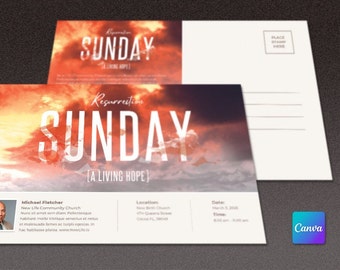 Resurrection Sunday Church Flyer Template for Canva | Church Invitation, Church Flyer, Easter Events, Resurrection | 8.5x5.5 inches