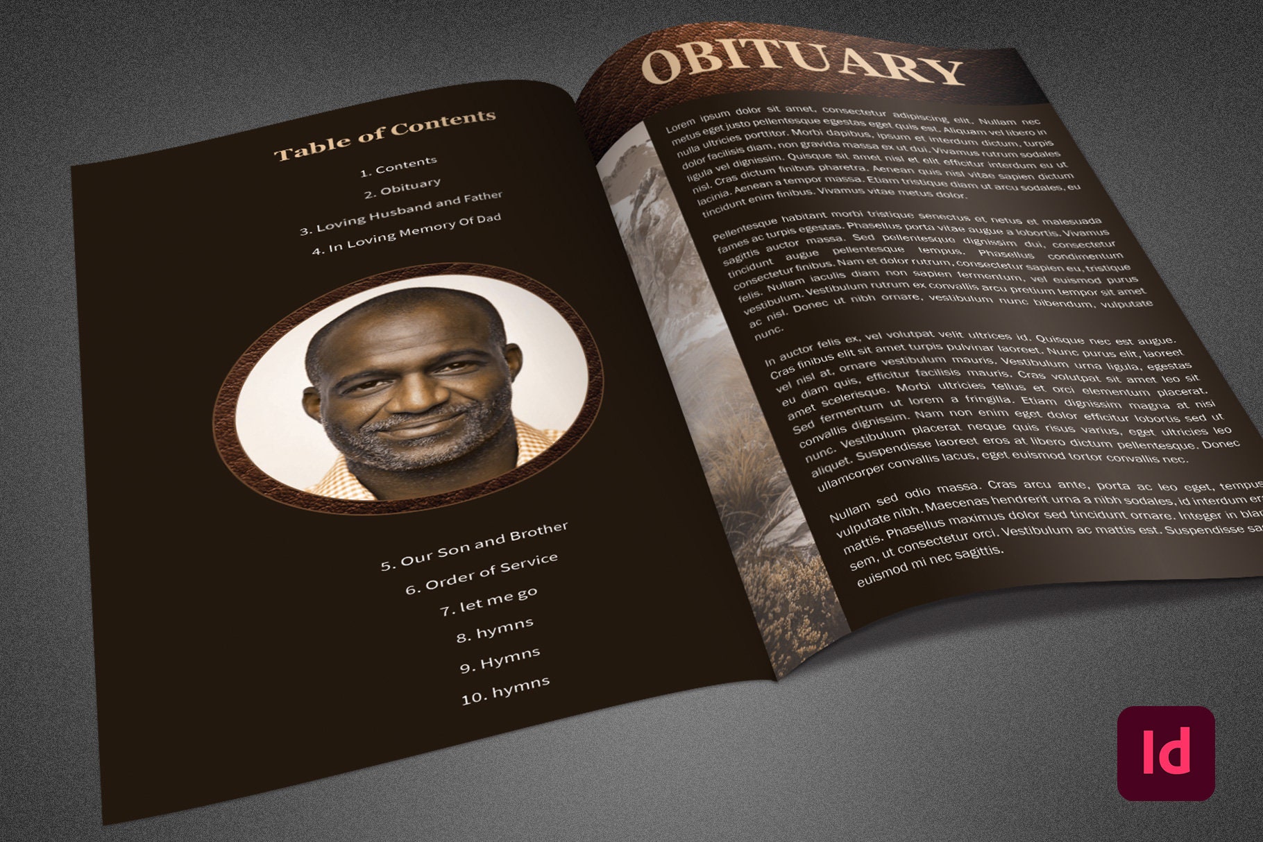 Homegoing Funeral Program Indesign Template Obituary Download Digital ...
