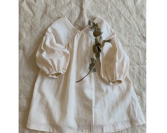 Linen dress/Baby linen dress/ Girl dress in cream linen/ summer dress