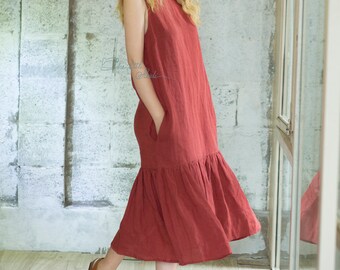 brick red maxi dress