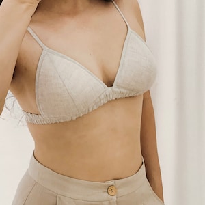 CUSTOM SIZE BRA/ linen bra/ linen bralette /handmade bra/ Home wear bra