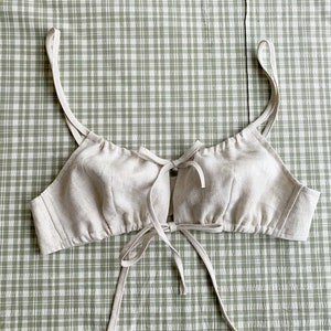 Linen bras/ tied bra/ linen lingerie/linen bra top/ wireless bra/handmade bra