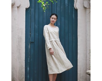 Fall outfits 2023/ Fall linen dress/ fall outfits/ Loose linen dress/ fall dress/ fall winter dress/ autumn outfits/ Long sleeve linen dress