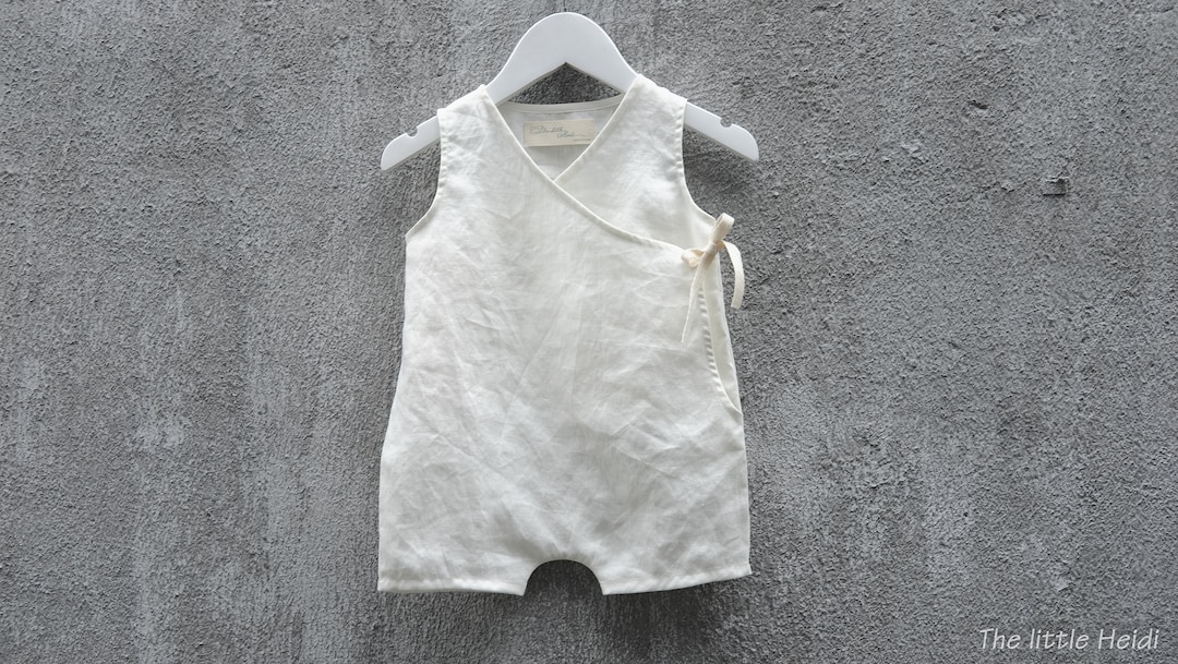 Linen Baby Romper/ Linen Onesie/ White Linen Romper/ Unisex Romper