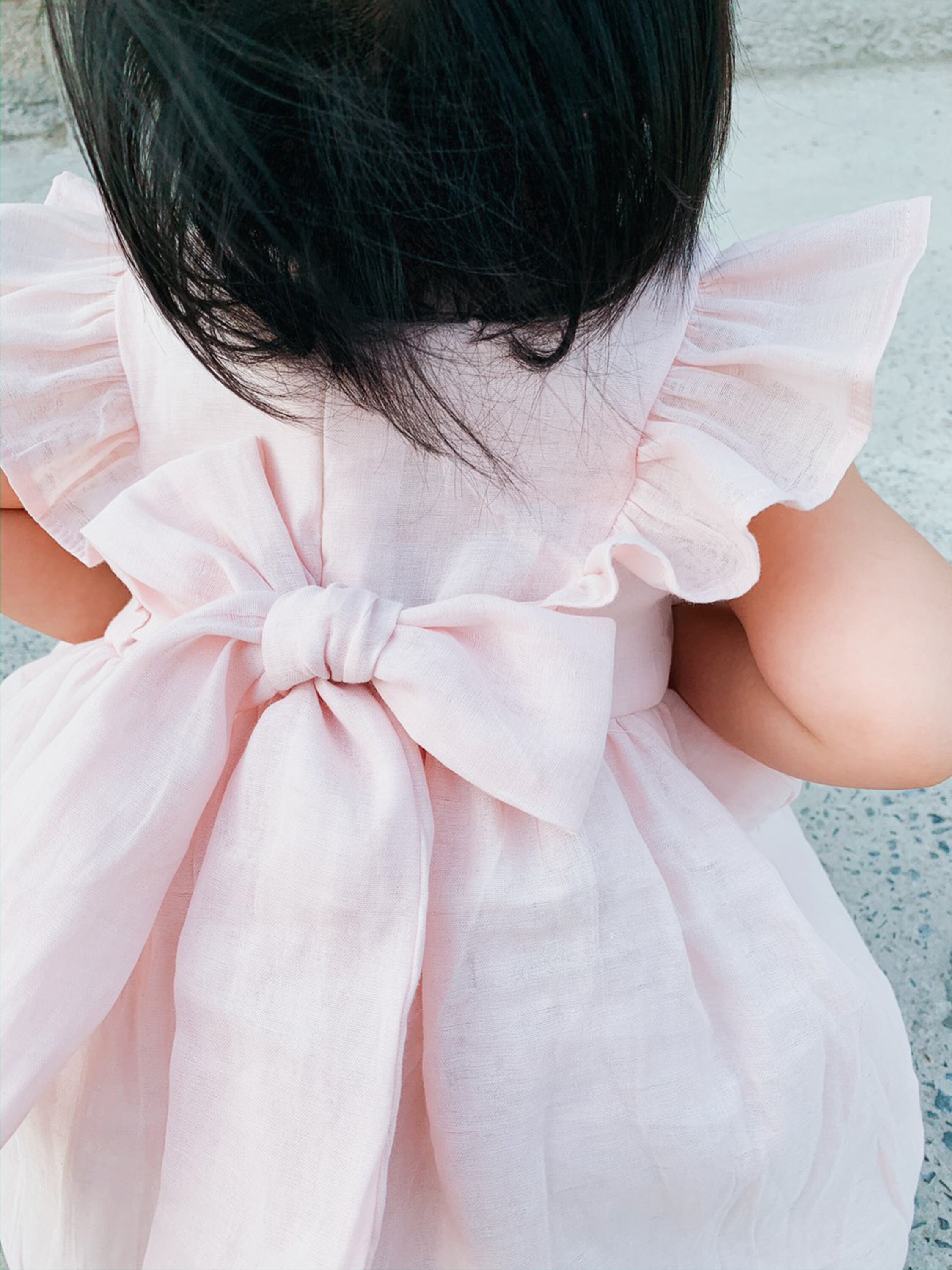 White Cotton Dress,frill Sleeve Dress/ Bridesmaid Dress for Baby  