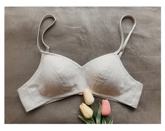 CUSTOM SIZE BRA/ linen bra/ linen bralette / linen sleepwear/ linen home wear/ Home wear bra/