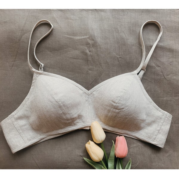 CUSTOM SIZE BRA/ linen bra/ linen bralette / linen sleepwear/ linen home wear/ Home wear bra/