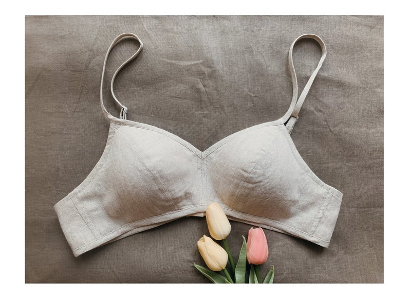 CUSTOM SIZE BRA/ linen bra/ linen bralette / linen sleepwear/ linen home wear/ Home wear bra/ image 1