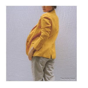 Women Linen Blazer/ Linen Jacket/ Linen Blazer/ Linen women suit/ mustard linen jacket