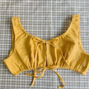 Big size bra/ linen bra top/ Custom size bra/ String linen bra /Tied linen bras/ linen bralette