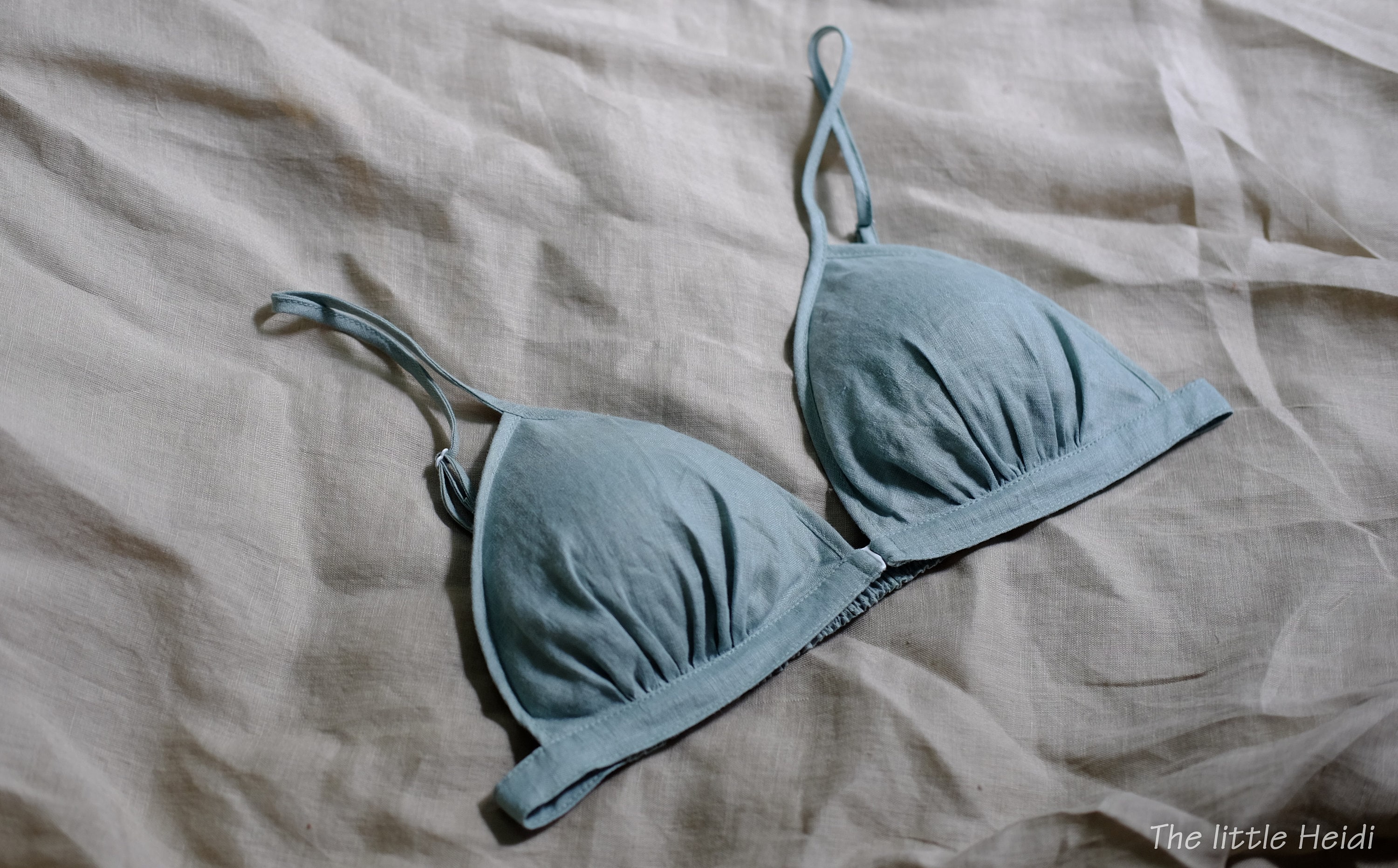 Linen Triangle Bra: Soft Padded Bralette, Adjustable Straps - Etsy