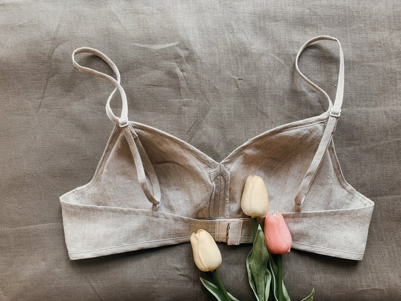 CUSTOM SIZE BRA/ linen bra/ linen bralette / linen sleepwear/ linen home wear/ Home wear bra/ image 4