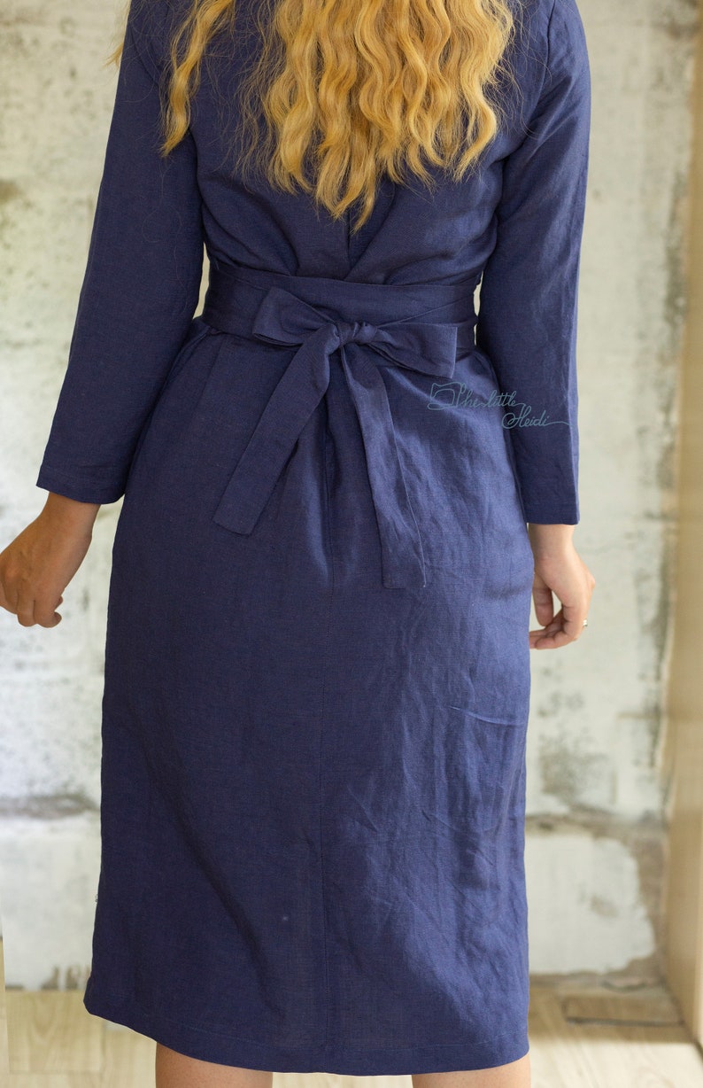 Blue Handloom Cotton Linen Baadal Midi Dress