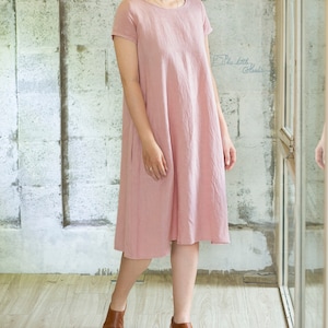 Light Pink Linen Dress/ Linen Tunic for Women/ Romantic Linen Dress ...