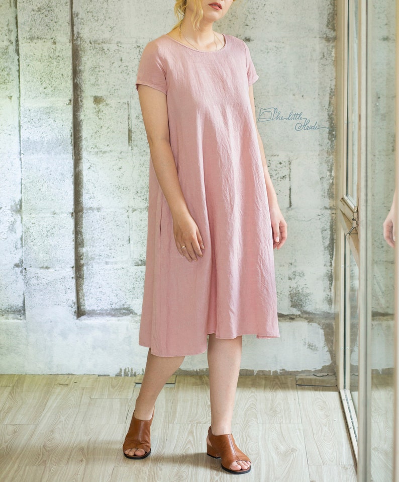 Light Pink Linen Dress/ Linen Tunic for Women/ Romantic Linen - Etsy