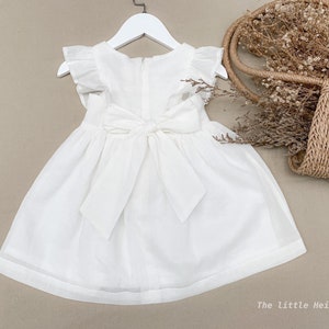 White cotton dress,Frill sleeve dress/ bridesmaid dress for baby/ Handmade baby dress/ Princess dress baby/Shower baby gift,Birthday gift