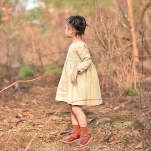 Linen baby dress/ Baby wedding dress/ Natural beige linen baby girl dress/simple wedding dress/ linen wedding dress for girls