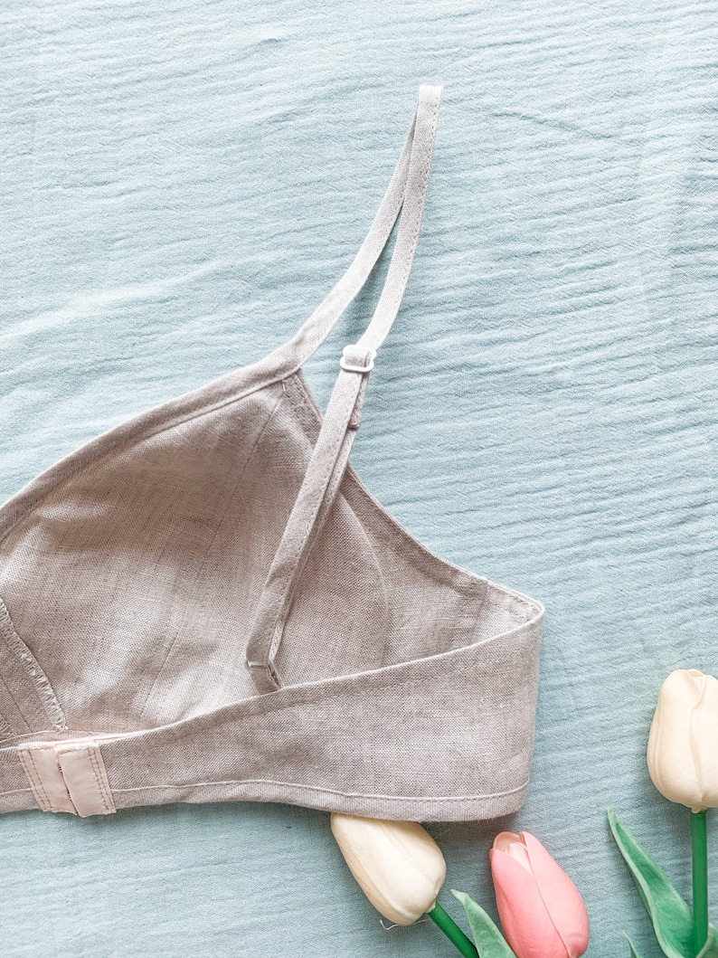 CUSTOM SIZE BRA/ linen bra/ linen bralette / linen sleepwear/ linen home wear/ Home wear bra/ image 6