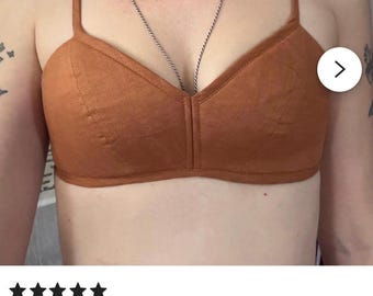 Sujetador de lino con relleno ligero, sin aros, ajuste personalizado, lencería hecha a mano