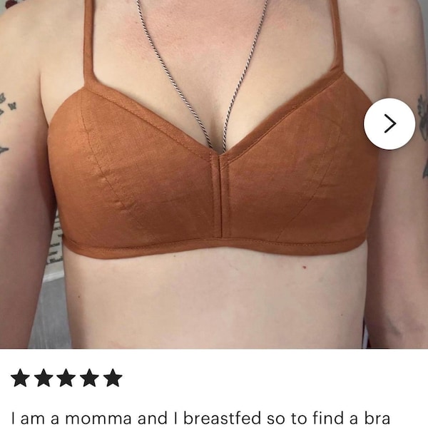 Linen Bra with Light Padding – No Wire, Custom Fit, Handmade Lingerie