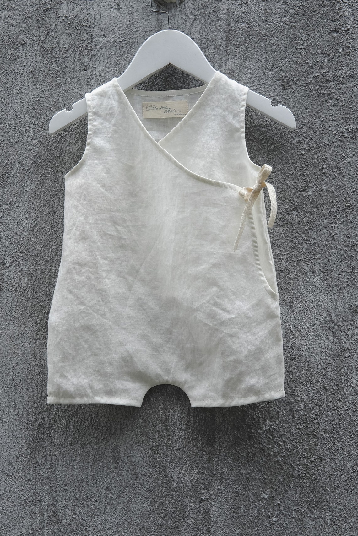 Linen Baby Romper/ Linen Onesie/ White Linen Romper/ Unisex Etsy