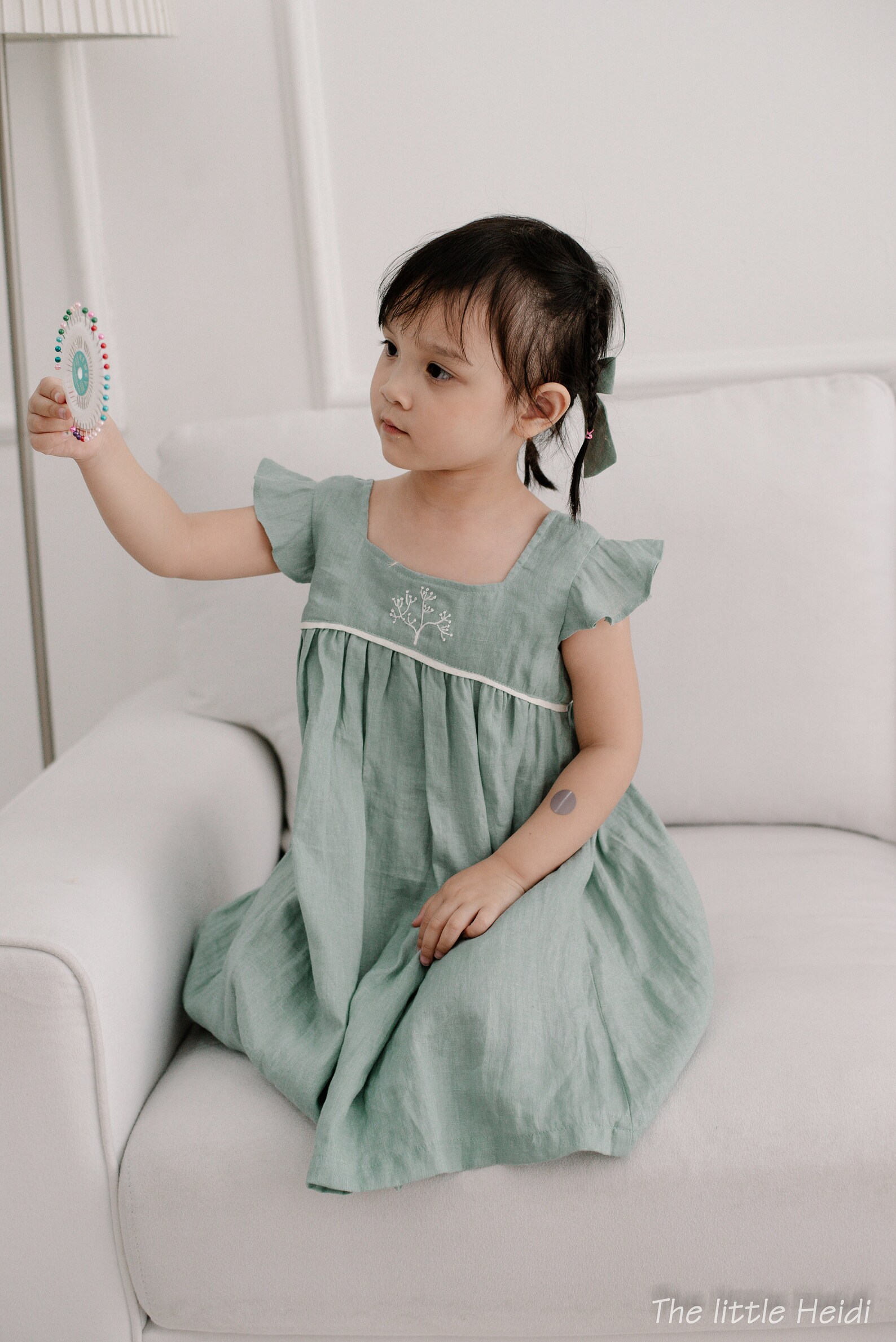 Linen Baby Dress/ Mint Linen Dress/ Linen Dress for Baby Girl/ Etsy