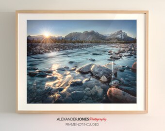 Mountain Lake Sunset Print | Canadian Rocky Mountains Sunset Photograph, Jasper Canada Photo, Alberta Photography