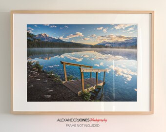 Beauvert Lake Print | Jasper National Park Photography - Mountain Wall Art