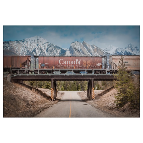 Canada Freight Train Print, Railway Photography, National Park Wall Art