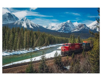 Morant’s Curve Banff Train Print, Canadian Rockies Railway Wall Art