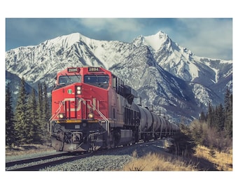 CN Mountain Train Print, Railway Photography, Canadian Wall Art