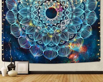 Wandteppich,Mond und Stern Tapestry Wandbehang,Schwarz Wandtuch,Psychedelisch Berg Wall Tapisserie,Wolken Wandteppich Wall Hanging Wandkunst Dekoration f/ür Wohnzimmer Schlafzimmer Home. L//148X200cm