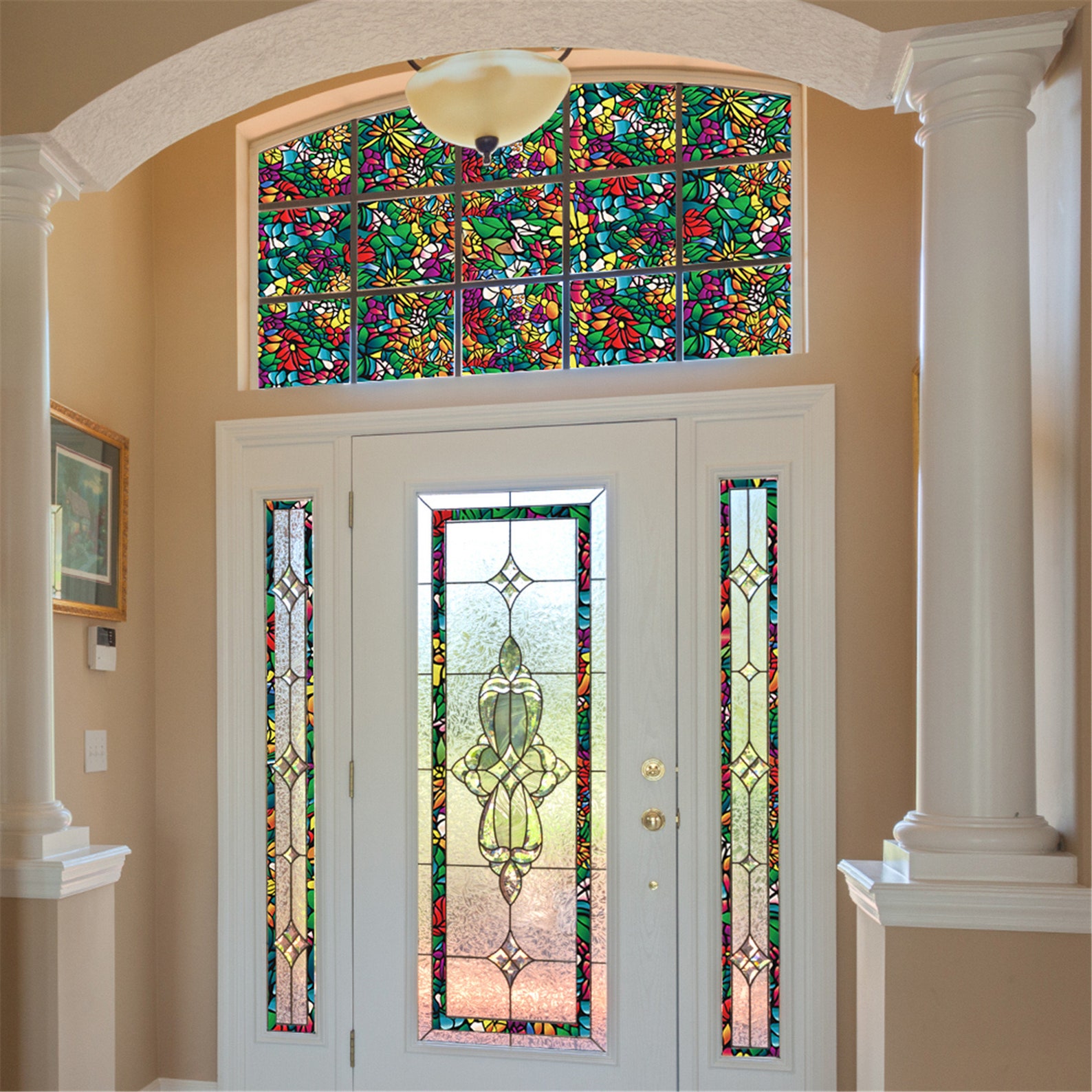 Flowers Static Cling Glass Door Window Film Etsy