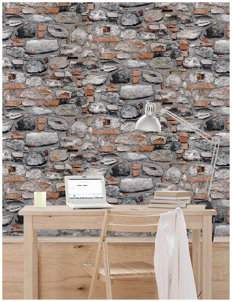 Stone Wallpaper Faux Stone Peel and Stick Rock Stone Self | Etsy